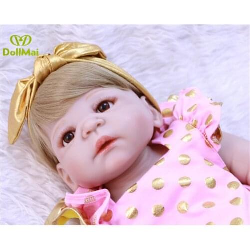 22'' Lifelike bebe alive reborn bonecas full body vinyl silicone Reborn Baby girl real Doll with clothes Pacifier