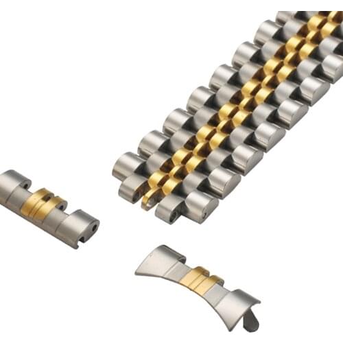 16 18 19 20 21mm 316L Stainless Steel Two Tone Gold Silver Middlegold Watch Bands Straps Fit Oyster Bracelet For Datejust Series
