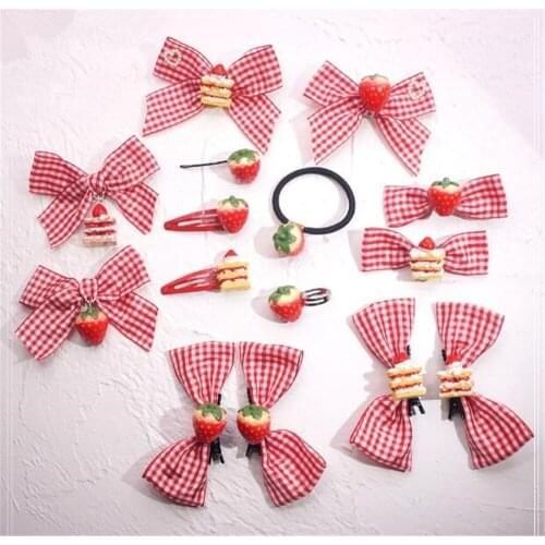 Sweet strawberry hairpin Lolita cake daily bowknot hair clip girl women hair accessories B1343