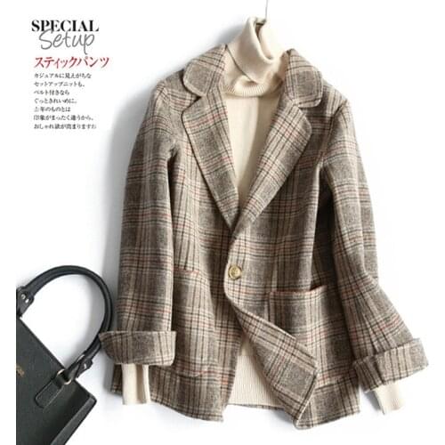 Temperament British Plaid Small Suit Woolen Short Style 2021 Autumn New Coat Womens Clothing