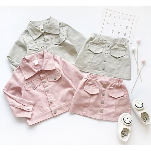 2020 Girls Spring Autumn Dresses Set New Children Single-Breasted Jackets Skirt 2pcs Clothing Set Kids Fashion Princess Clothes