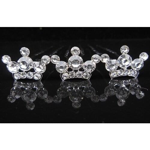 60 Pcs New Princess Crown Bridal Wedding Prom Crystal Rhinestone Hair Pins Hair Clip Hair Sticks Hair Accessory Free Shipping