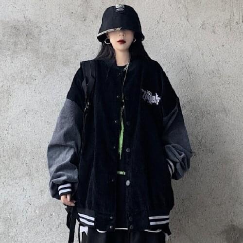 Short coat new harajuku storm lantern corduroy baseball jacket summer fall 2020 female jean jacket winter jacket girl student