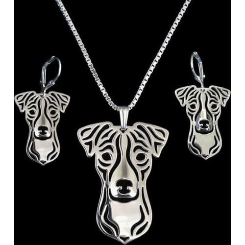 Womens Metal Dog Shaped Jewelry Set Lovers' Jack Russell Terrier Jewelry Set