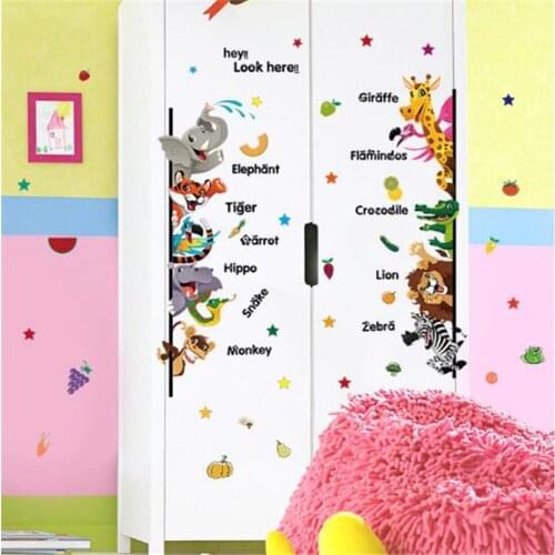 1 PCS Cute Animal World Wall Stickers English Alphabet For LivingRoom Childrens Room Decor Kindergarten Wall Sticker 50*70CM