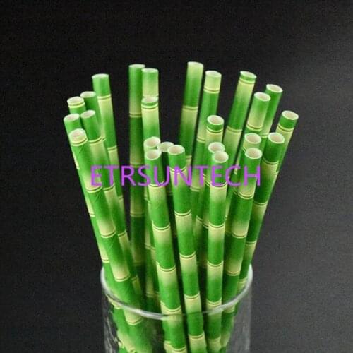 2000pcs/lot 19.5cm Disposable Bubble Tea Thick Bamboo Drinking Paper Straws For Bar Birthday Wedding Party
