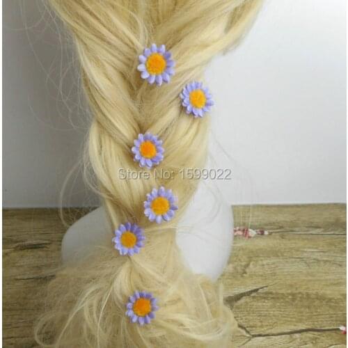 24pcs/lots Purple Daisy Mini Flower Hairpin Woodland Wedding Hair Stick Handmde Bridesmaid Girls Headpieces Bride Party Headwear