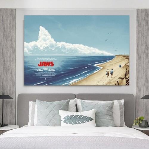 JAWS Shark American Classic Horror Movie Film Vintage Picture Poster Art Silk Canvas Home Room Wall Print Decor