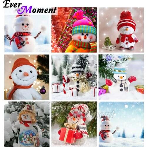 Ever Moment Diamond Modern Canvas Painting Handicraft Goods Christmas Present Cute Snowman Decoration Winter Scenic DIY ASF2356
