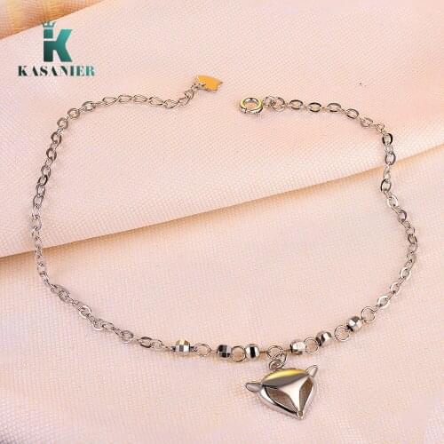 KASANIER Bohemian 925 Sterling Silver Fox Shape Anklets for Women Vintage Yoga Beach Anklet Summer Style Sandals Shoes Barefoot