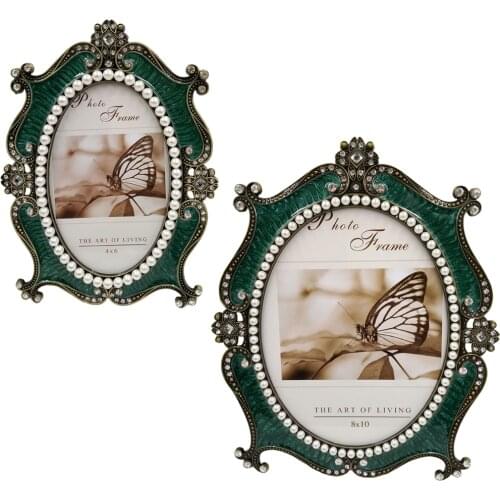 Antique Green Photo Frame Freestanding Photo Holder Horizontal Vertical
