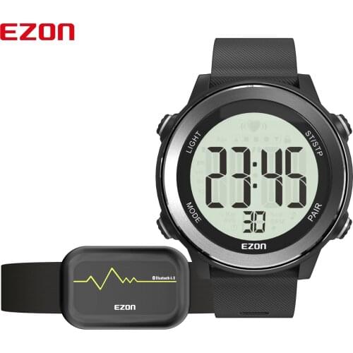 EZON T057 Mens Heart Rate Monitor Running Digital Watch Alarm Chronograph Calorie Counter Sport Watch with Chest Strap