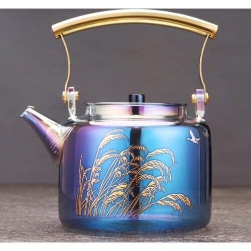 Shell color high temperature resistant glass electric stove kettle thickened handle beam