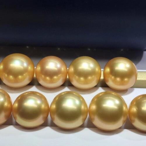 D218 Loose Pearls Natural South Ocean Sea 11-12mm Round Ocean Golden Pearl Loose Gems Loose Pearls