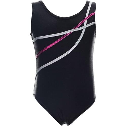 Toddler Shiny Metallic Spandex Girl Black Ballet Dance Leotards Children Dancewear Gymnastics Suits One-pieceLeotards