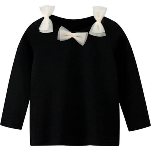 Long Sleeve T-shirts for Kids Round Neck with Bow Fashion Style Baby Girls Clothes Children Tops & Tees Toddler Girls Clothes