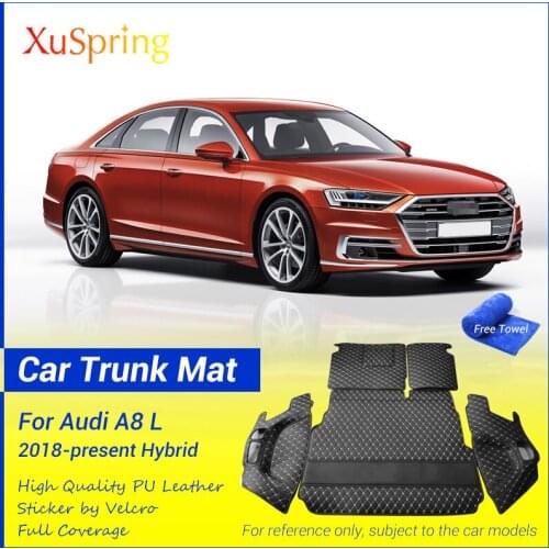 For Audi A8 L 2018-2021 Hybrid Car Trunk Mat Pad Durable Boot Carpets Cargo Liner Full Cover Protective Water Dust Proof