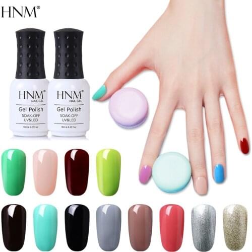 HNM One Step UV Gel Nail Polish Semi Permanent Lucky Lacquer Long Lasting LED UV Lamp Gel Stamping Enamel 30 Solid Color 8ML