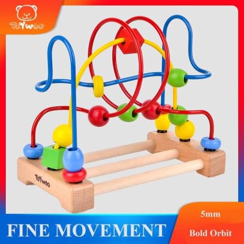 Toy Woo Montessor Wooden Toys Boys Girls Educational Wood Puzzles Wooden Circles Bead Wire Maze Roller Coaster Kid Toy Unisex