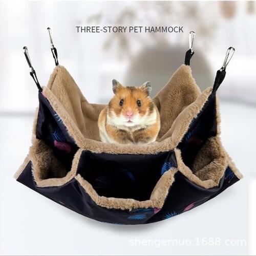 Small Pet Bed Hamster Hammock Double-layer Hammock Hamster Hanging Bed Cage For Ferret Squirrel Pet Warm Hanging Nest