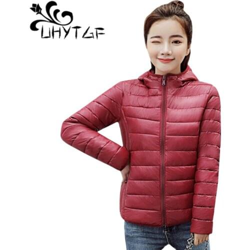 UHYTGF Autumn Winter Jacket Women Plus Size Womens Parkas Thin Outerwear Coats Short Jacket Female Cotton padded basic tops 142