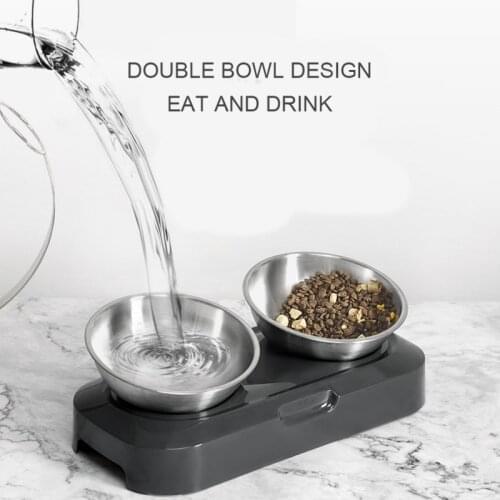 Food Bowl with Stand Cat Dog Water Bowl Non-slip Pet Feeding Dish 15 Degree Tilted Adjustable Feeders Pet Supplies 2020. 200g