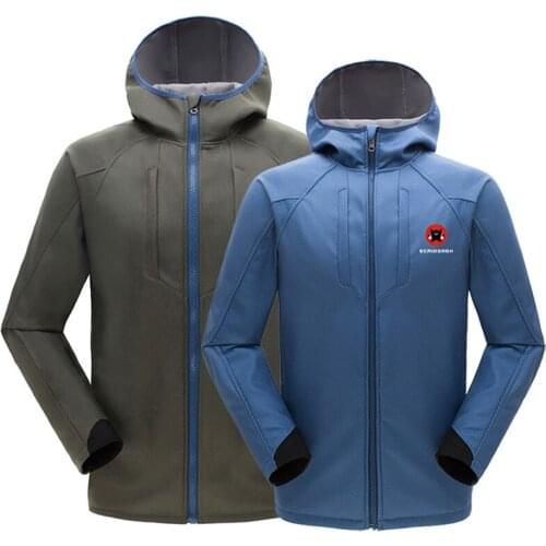 SCRIOSADH New Outdoor Mens Jacket Waterproof Hiking Windbreaker Fleece Warm Breathable Soft Shell Jacket Skiing Camping Jacket