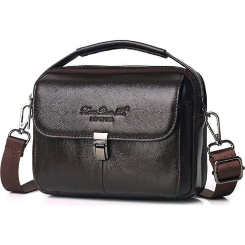 Mens cowhide leather waist bag mobile phone bag shoulder bag leather mobile phone pocket wrap belt carrying bag messenger bag