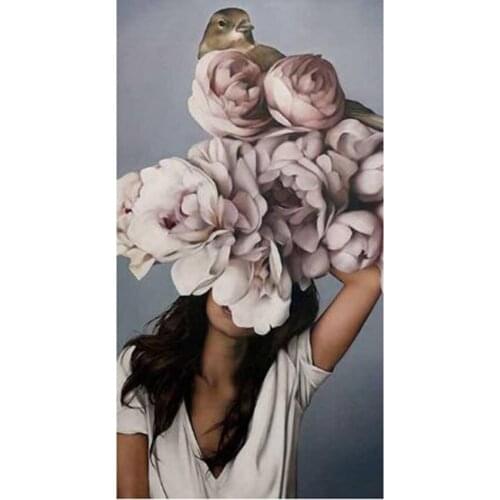 5D DIY Diamond Painting Flower Girl Picture Square Round Diamond Art Pendant Character Cross Stitch Kit Home Decoration WG2737