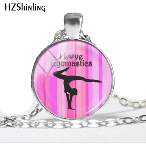 2018 NEW I love Gymnastics Necklace Keep Calm And Love Gymnastics Pendant Glass Dome Pendants Round Hand Craft Jewelry HZ1