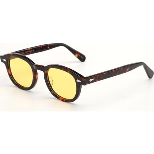 Night Vision Glasses Yellow Polarized lens Johnny Depp sunglasses Women Men Luxury Brand Acetate Glasses Frame Top Quality