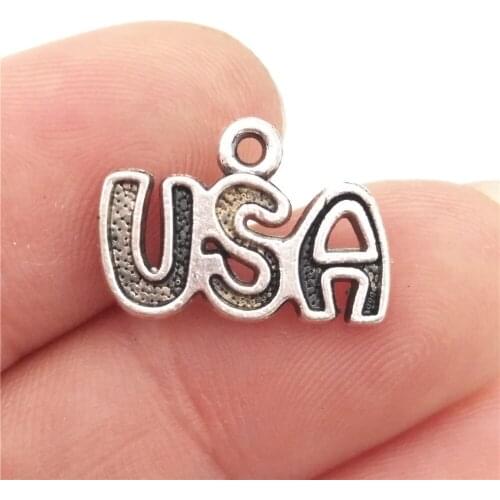 BULK 30 Zinc Alloy America Patriotic Theme USA Charms Pendant DIY Jewelry Making 15*11mm 0.9g