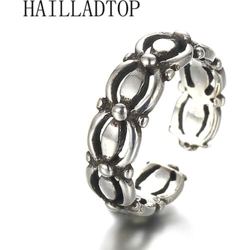 Silver Plated Retro Silvery Ring Hollow Double Wavy Female Rings Trendy Chain Korean Thai Silvering Ring Neutral Gift Jewelry