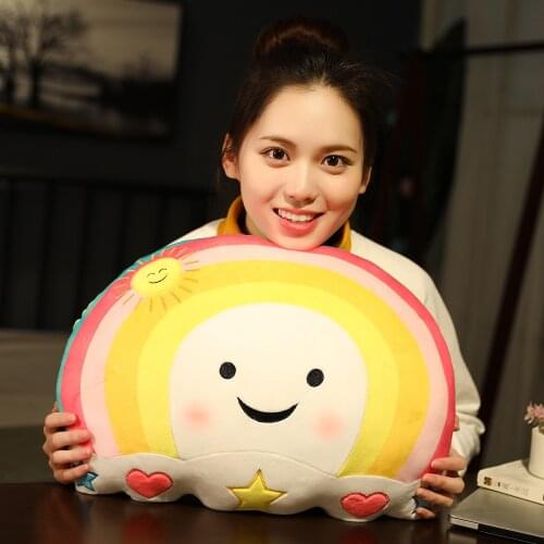 Rainbow Pillow Stuffed Animal Cute Plush Toys Rainbow Unicorn Rabbit Pig Doll for Girl Gifts Kawaii Plush Pillow Sofa Bed Decor