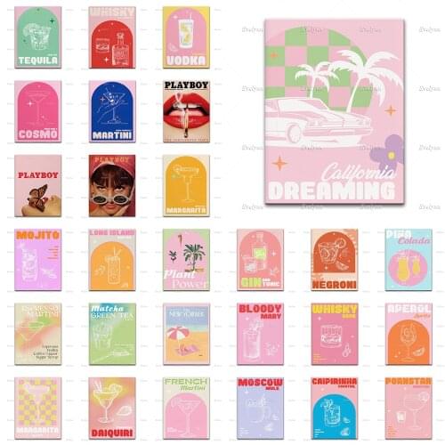 Pink French Martini Retro Poster,Vintage Tequila,Pornstar Martini Cocktail,Bar Art,Magazine Prints, Home Decor Canvas Wall Art