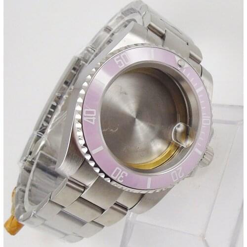 SUB 40MM Automatic Watch Case Sapphire Glass for ETA 2836 MIYOTA 8205 8215 821A MINGZHU 2813 3804 Oyster Bracelet Screw Crown