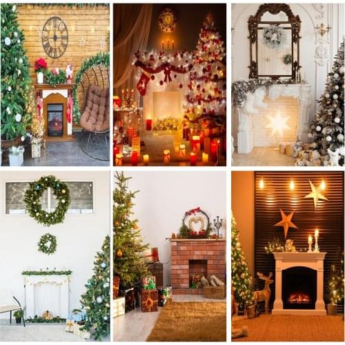 SHUOZHIKE Christmas Indoor Theme Photography Background Fireplace Children Backdrops For Photo Studio Props 21712 YXSD-13