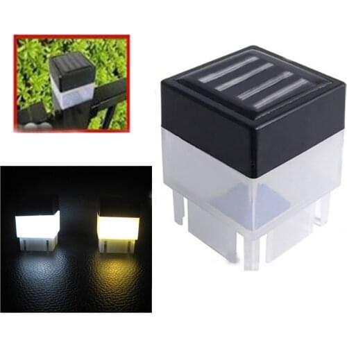 Solar Light Powered Outdoor Led Square Fence Light Garden Landscape Post Deck Lamp 2pcs white Light +Warm Light/White Light