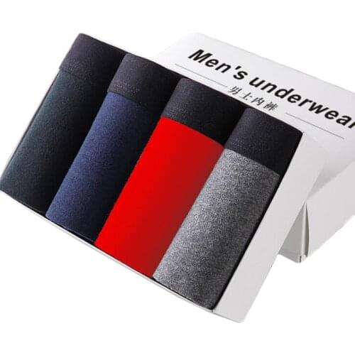 4Pcs/lot Men Panties Underwear Cotton Boxers Male Breathable Boxer Solid Underpants Comfortable Boxershorts cueca masculina