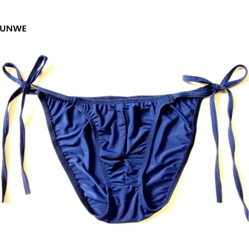 UNWE Mens Ice Silk Briefs Translucent Lacing Man U Convex Underwear Summer Cool Swimwear Soft Mens Sexy Underwear Low Rise