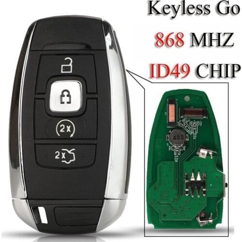 Kutery 3pcs/Lot Remote Smart Car Control Key For Lincoln MKC MKZ 2016-2019 4 Buttons 868mhz ID49 Chip Keyless Go