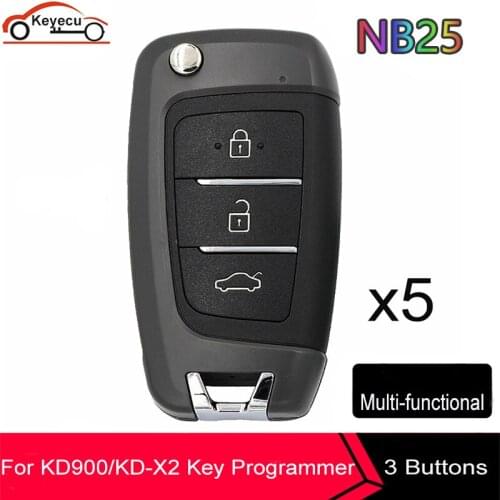 KEYECU 5 Pcs/ Lot, KEYDIY NB Series NB25 Universal Remote Car Key 3 Button for KD900 KD900+ URG200 KD-X2 Mini KD 5 functions
