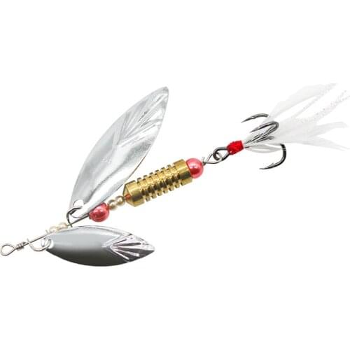 1pcs Rotating Spinner Sequin Fishing Lure 9g/6.5cm Wobbler Bait with Feather Fishing Tackle for Bass Trout Perch Pike Lure Tool