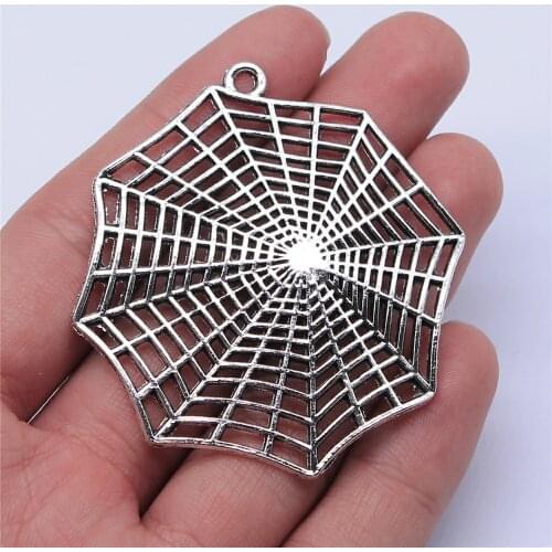 WYSIWYG 2pcs 57x50mm Antique Silver Color Spider Web Charms Pendant For Jewelry Making DIY Jewelry Findings