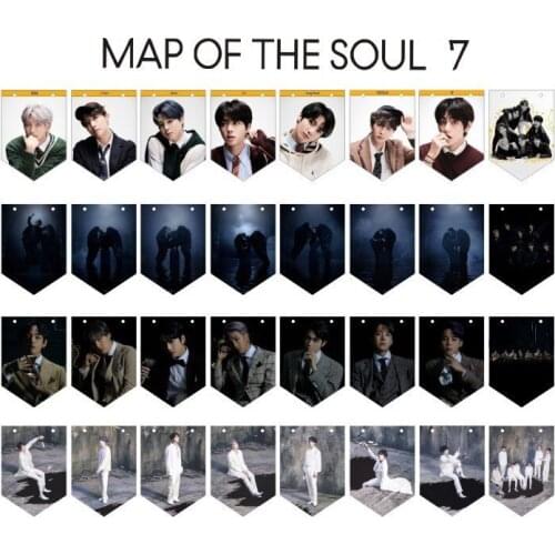 South Korean Groups K-POP Bangtan Boys Hang Flags Poster New Album Map of The Soul 7 Collection Card Photocard JUNG KOOK JIMIN