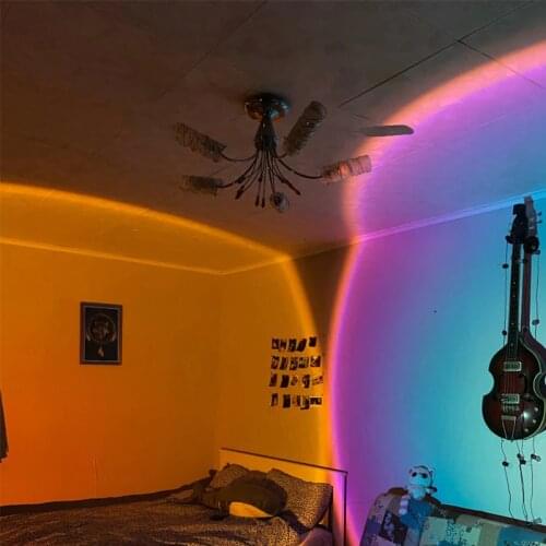 Sunset Projector Lamp Rainbow Atmosphere Led Night Light for Home Bedroom Coffe shop Background Wall Decoration USB Table Lamp