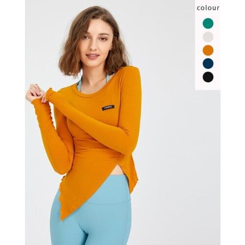 Long Sleeve Sports Women Irregular Clipping Fitness Yoga Shirt Autumn Gym Top Activewear Running T-shirts Workout Clothes
