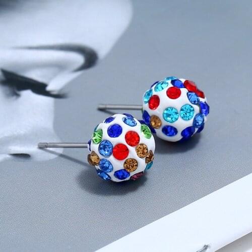 Fashion Women Rhinestone Ball Shiny Stud Earrings Boho Colorful Personality Charm Femme Earrings Party Gift Jewelry Lightweight