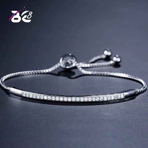 Be 8 Brilliant AAA CZ Pave Adjustable Chain Bracelets Geometric Shape Bangles for Women Fashion Jewelry B104