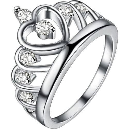 Hainon Top Quality Crown Design Women Ring 2019 Vintage Jewelry New Fashion Silver Color CZ Wedding Rings Gift